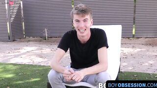 BoyObsession.com - Interviewed twink Tyler cleans up and jerks off in the shower