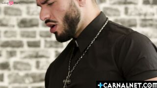 Andrew Connors first time seeing a big uncut cock