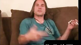 MenWorkinXXX.com - Long haired homosexual enjoys a cigar before jerking off
