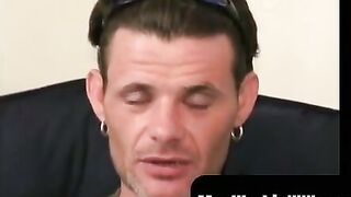 MenWorkinXXX.com - Bearded gay dude shows off tatts and strokes his dick solo
