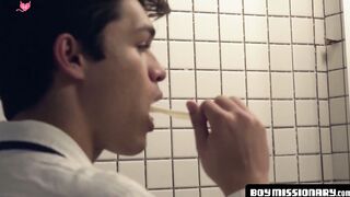BoyMissionary.com - Bathroom hookup of two horny Mormon twinks
