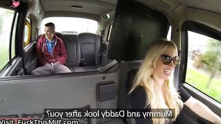 Bossy Blonde MILF dominates a skinny male student and he cums on her ass