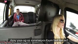 Bossy Blonde MILF dominates a skinny male student and he cums on her ass