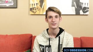 BoyObsession.com - Twink beauty Chris Tucker wanks off hard after post interview solo