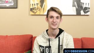 BoyObsession.com - Twink beauty Chris Tucker wanks off hard after post interview solo