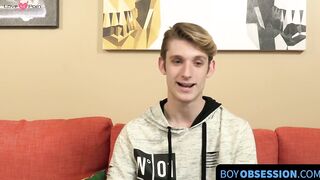 BoyObsession.com - Twink beauty Chris Tucker wanks off hard after post interview solo