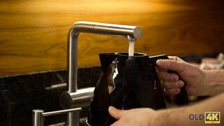 OLD4K. Mature and young lovers makes love instead of fresh breakfast