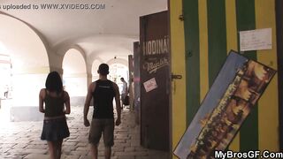 Czech dark haired cheats with boyfriend's brother