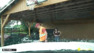 park that long Mack Truck inside this little garage