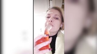 Natalia Sazonenko deepthroating a sex toy