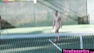 TeenGroupSex.com - Teenage lesbian devours tastiest pussy in threeway