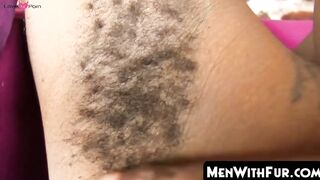 MenWithFur.com - Ebony amateur licks his tasty pits while jerking off