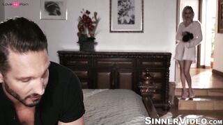 Tattooed Quinton James shoots load on pussy after a hardcore pounding session with bl