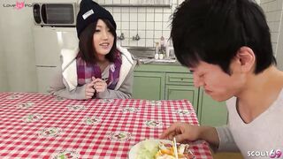 Japanese Teen give First Blowjob