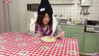 Japanese Teen give First Blowjob