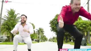 Peter and I strip our pants and let Jessae Rosae and Val Steele show off their cock s