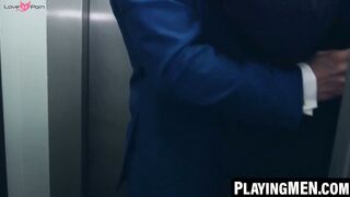 PlayingMen.com - Manuel Reyes and John Brachalli intense elevator fucking