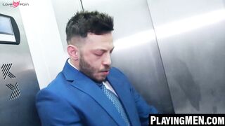 PlayingMen.com - Manuel Reyes and John Brachalli intense elevator fucking