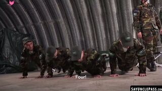 Sergeant Joris Leonard gives his new cadets the taste of his big dick
