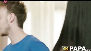 Bearded stud uses dirty tactics to get a taste of Ara Mixs pussy