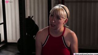 Fitness instructor fingering busty babe