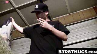 Str8Thugs.com - Tattooed straight dude's shower-bound stroking and cum blasting solo