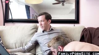 FamilyPornSite.com - Stepson coaxed into hardcore taboo barebacking fun with stepfath