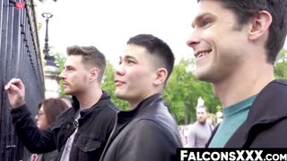 FalconsXXX.com - Gay jocks Colton Reece and Austin Sugar anal fuck and share a kiss