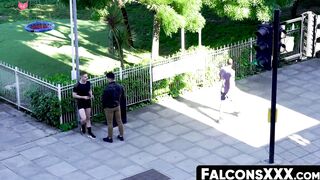FalconsXXX.com - Gay jocks Colton Reece and Austin Sugar anal fuck and share a kiss