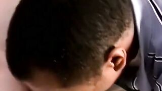 JoeSchmoeXXX.com - Chubby white gay gets his balls and cock worshipped by black dude
