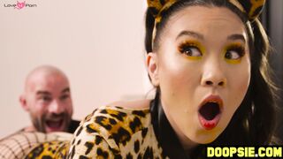 Horny Asian teen humped on Halloween