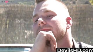 Redhead bitch and her boyfriend enjoy an interracial bi threesome with joy
