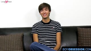 BoyObsession.com - Fresh homo Jayson Steel interviewed before jacking off solo