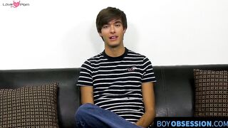 BoyObsession.com - Fresh homo Jayson Steel interviewed before jacking off solo