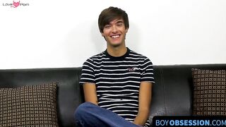 BoyObsession.com - Fresh homo Jayson Steel interviewed before jacking off solo