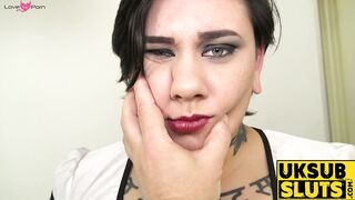 UKSubSluts.com - Goth chub Lily Brutal's cum feeding after rough cock insertion and d