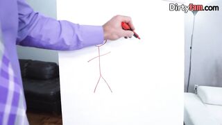 Bigtit cougar blows penis while fucking inside trio