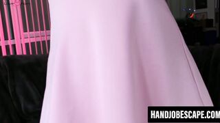 Slutty blonde Anny Aurora oils and strokes my cock passionately