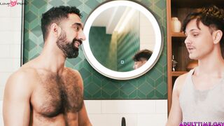 OH NO! How AWKWARD is this! Dude gets a boner when taking a shower with his friend