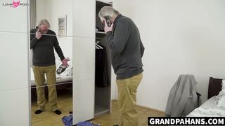 Pleasurable pussy ramming with blonde Baby Kxtten and horny old guy