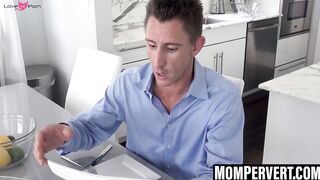 Blonde MILF sucks stepsons cock in front of hubby