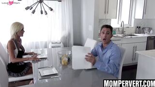 Blonde MILF sucks stepsons cock in front of hubby