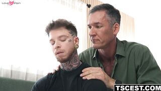 Stepson having study break with his stepdad