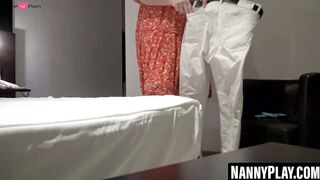 Mature maid Celine is punished with massive cock for stealing money