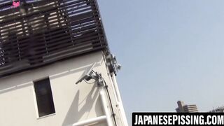 Adventurous babes soaking Japanese streets with urine