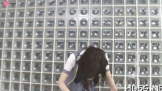 Shaft riding scene with a overwhelming teenie Ayane Okura