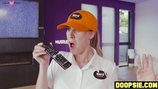 Sneaky technicians fucked by busty MILF