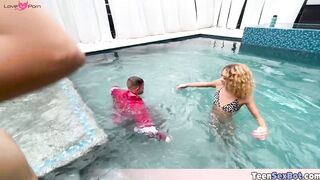 Pool party with the cute neighbour teens
