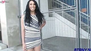Seductive brunette ts gets banged well