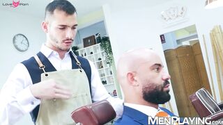 Bearded Bruno Max pays his barber Ricky Hard with savage breeding